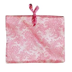 Vintage Pink Damask Lingerie Storage Bag Satin Tie Boudoir Vanity Organizer
